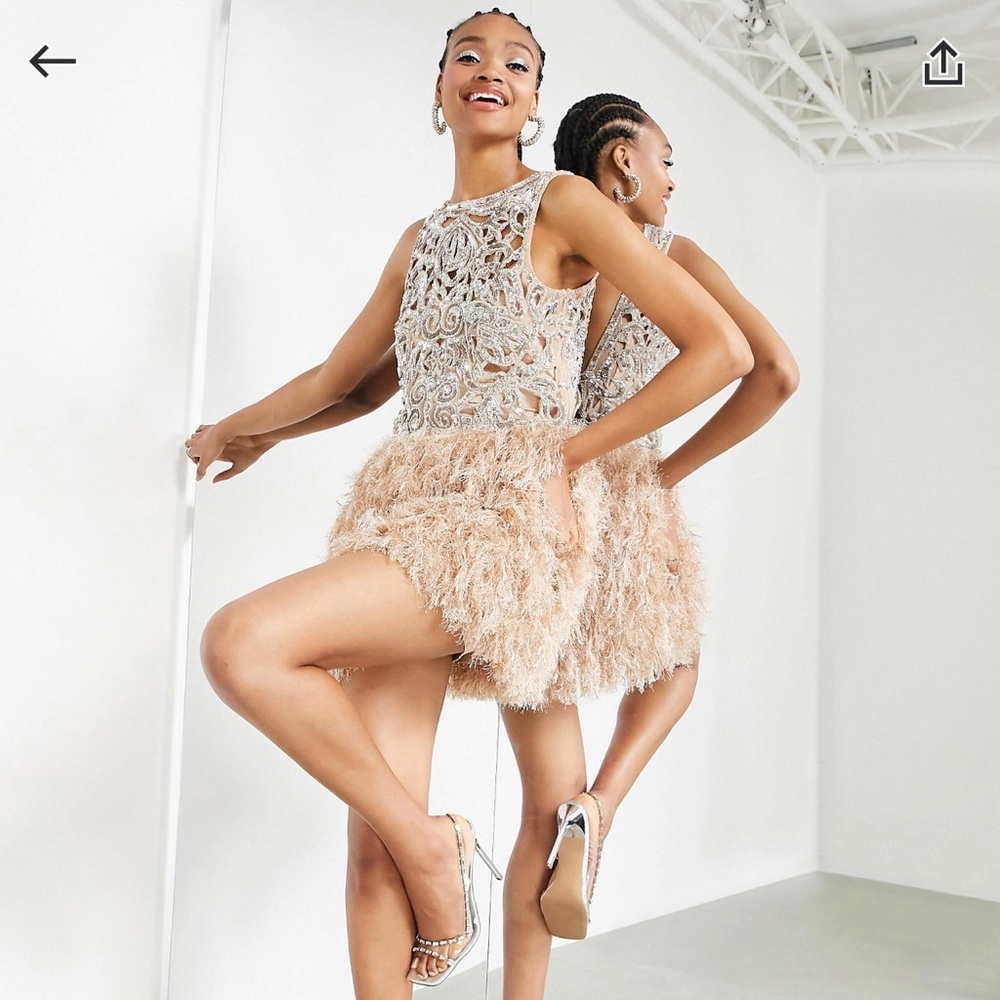 ASOS Sequin Cutout Feather Dress